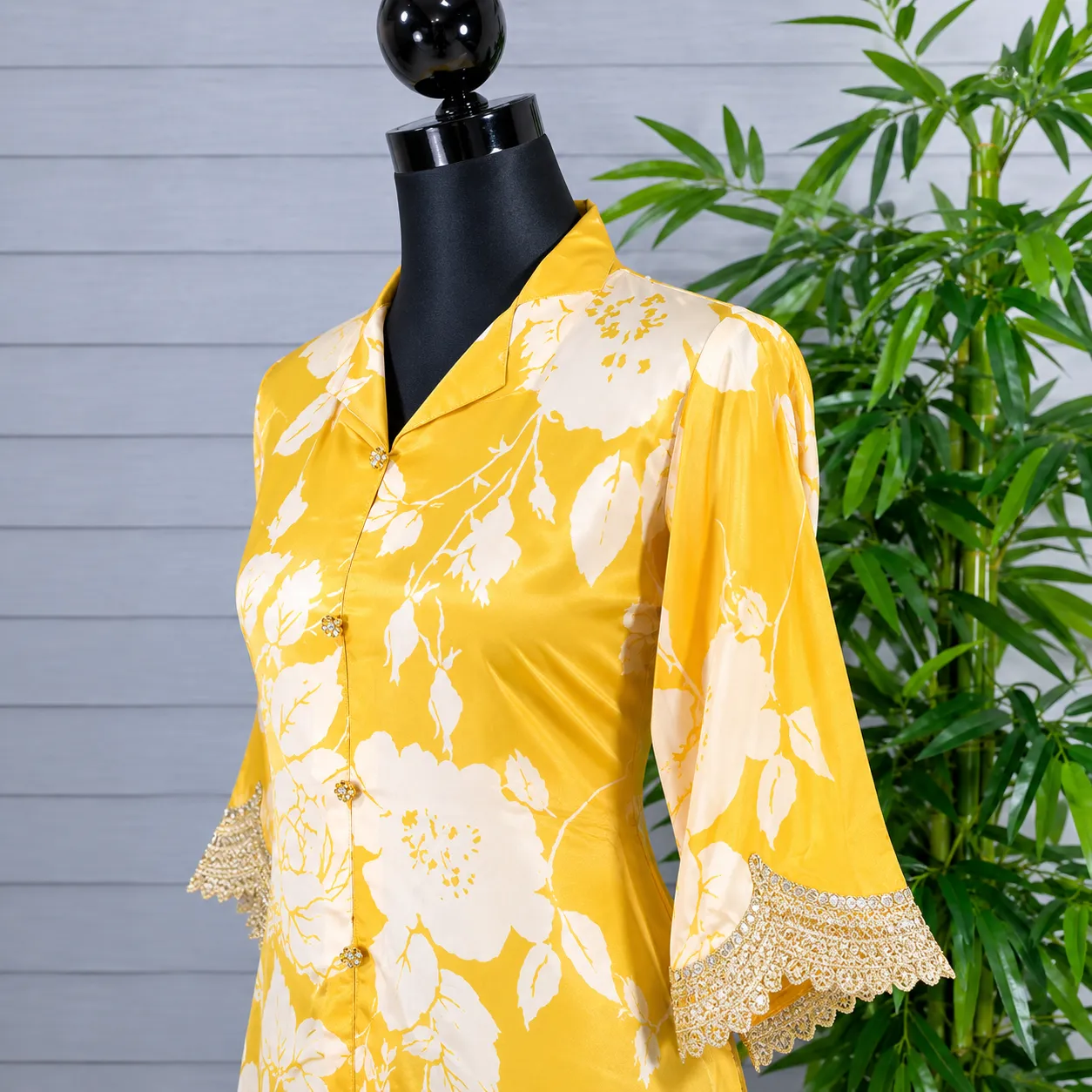 Sunshine Yellow Floral Kurti & Pant Co-Ord Set